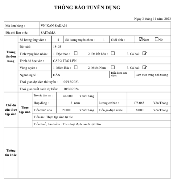 tuyển 4 nam hàn tại nhật bản